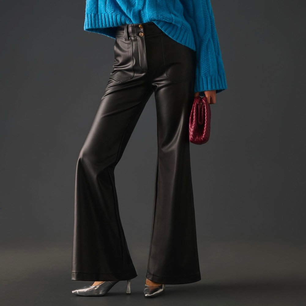 THE NAOMI WIDE-LEG FLARE PANTS BY MAEVE: FAUX LEATHER EDITION